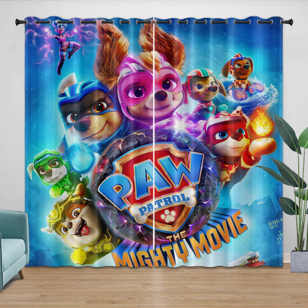 Paw Patrol The Mighty Movie Curtains Pattern Blackout Window Drapes – EBuycos