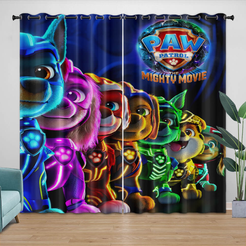 Paw Patrol The Mighty Movie Curtains Pattern Blackout Window Drapes – EBuycos