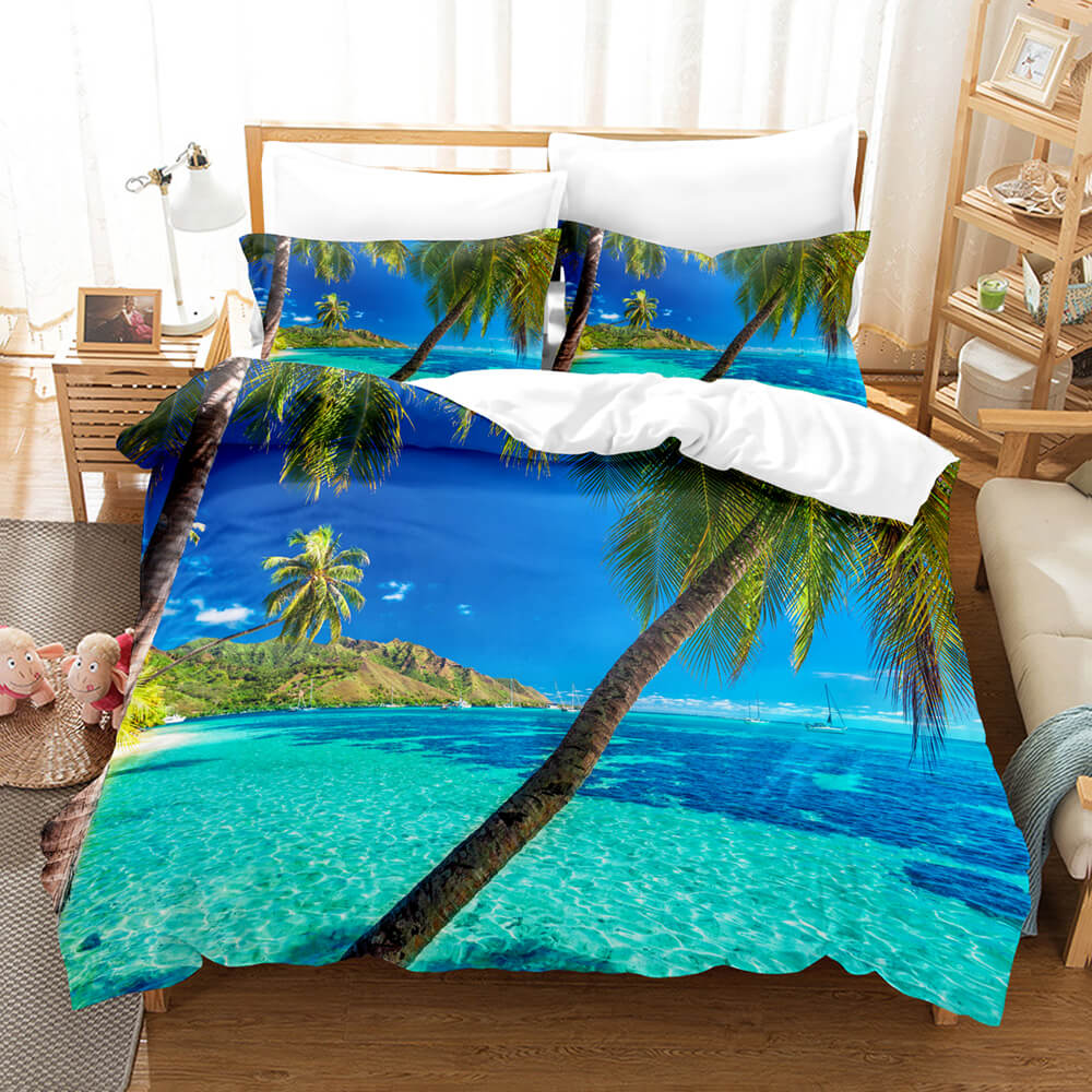 3-Piece Coastal Beach Theme Bedding Sets Duvet Cover Set Bed Sheets - EBuycos
