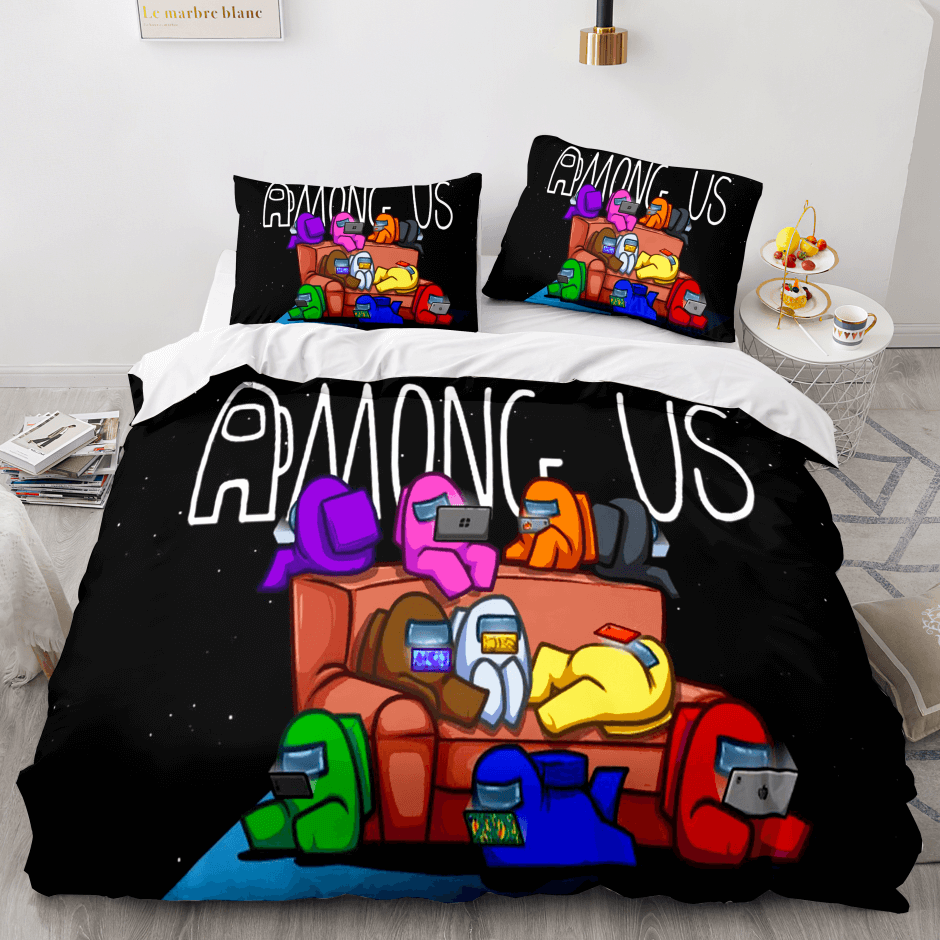Among Us Cosplay 3 Piece Comforter Bedding Sets Duvet Cover Bed Sheets - EBuycos