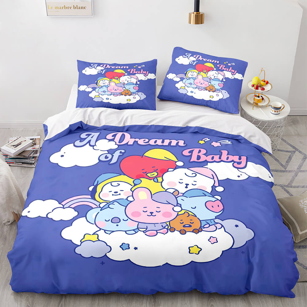 Cartoon BT21 Bedding Set Throw Quilt Duvet Cover Bedding Sets - EBuycos