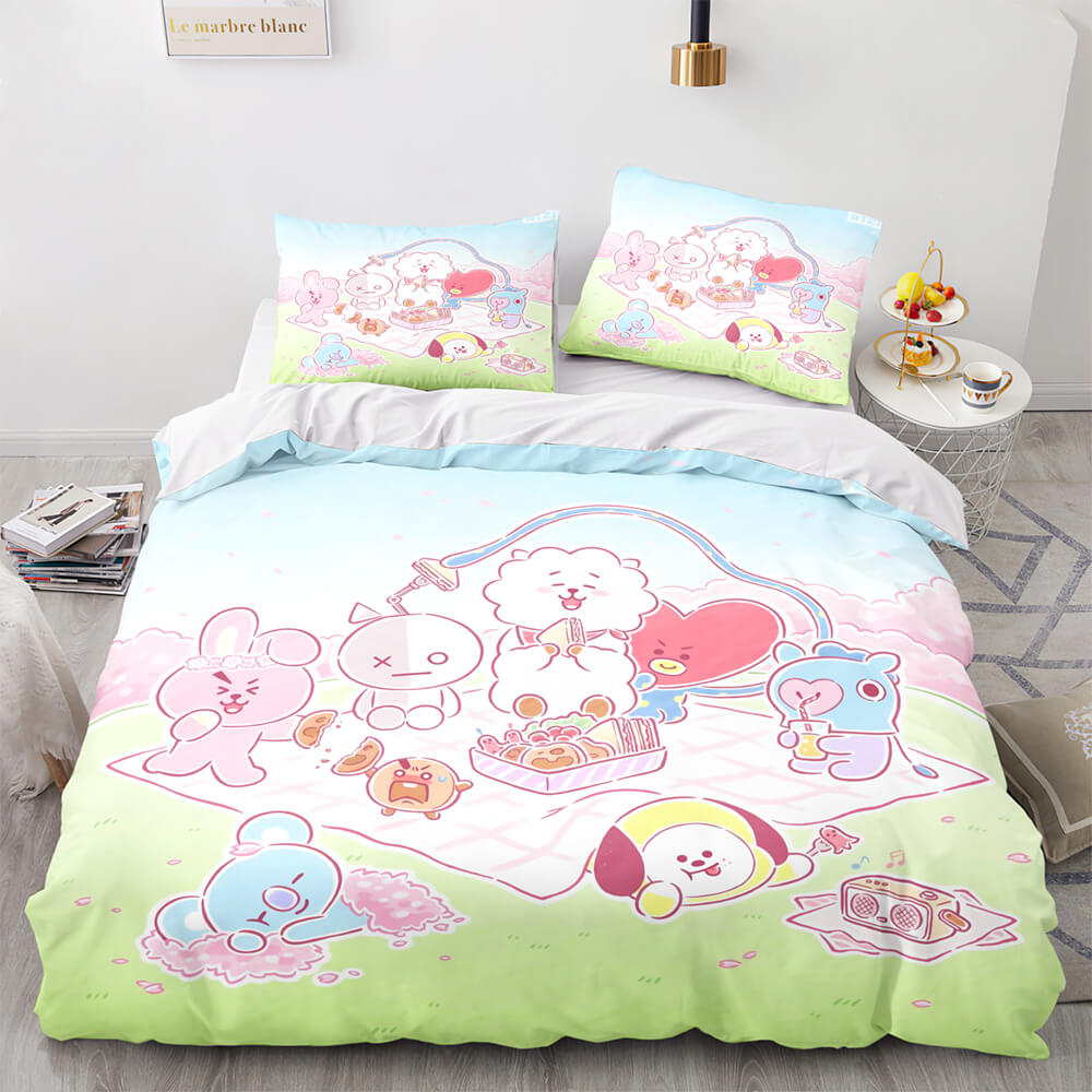Cartoon BT21 Bedding Set Throw Quilt Duvet Cover Bedding Sets - EBuycos