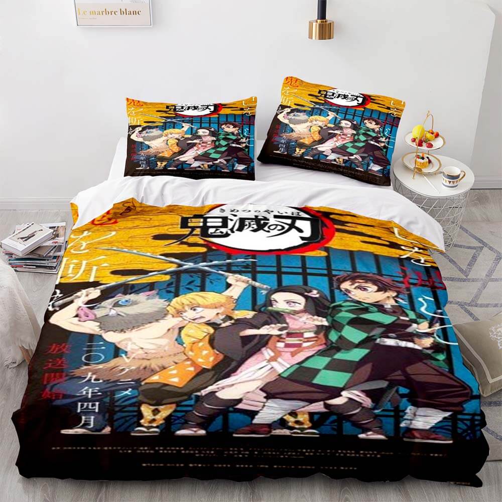 Japan Anime Demon Slayer Bedding Set Cosplay Duvet Cover Bed Sets