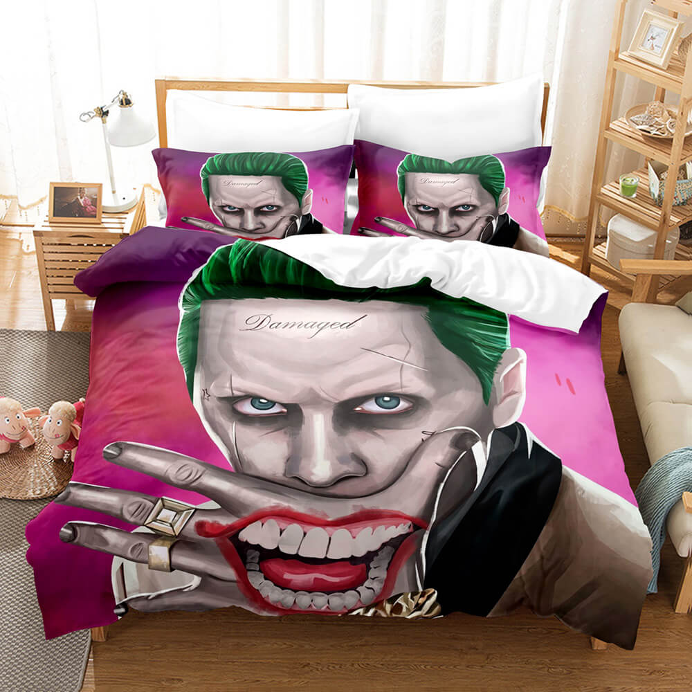 Joker Harley Quinn Cosplay 3 Piece Bedding Set Duvet Cover Bed Sheets - EBuycos