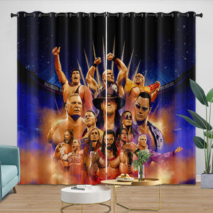 WWE Pattern Curtains Blackout Window Drapes Kids Room Decoration