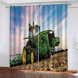 Agriculture Tractor Curtains Pattern Blackout Window Drapes