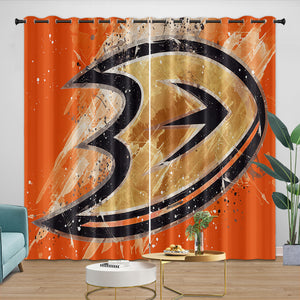 Anaheim Ducks Curtains Pattern Blackout Window Drapes Room Decoration