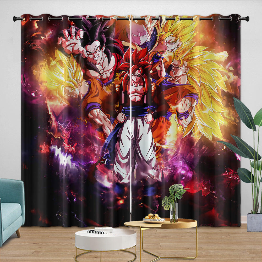 Anime Dragon Ball Curtains Pattern Kids Blackout Window Drapes