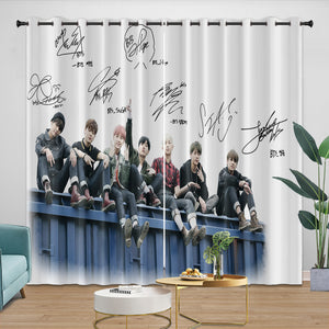 BTS Bangtan Boys Curtains Blackout Window Drapes Kids Room Decoration