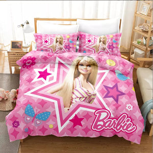 Barbie Bedding Set Pattern Kids Quilt Cover Without Filler