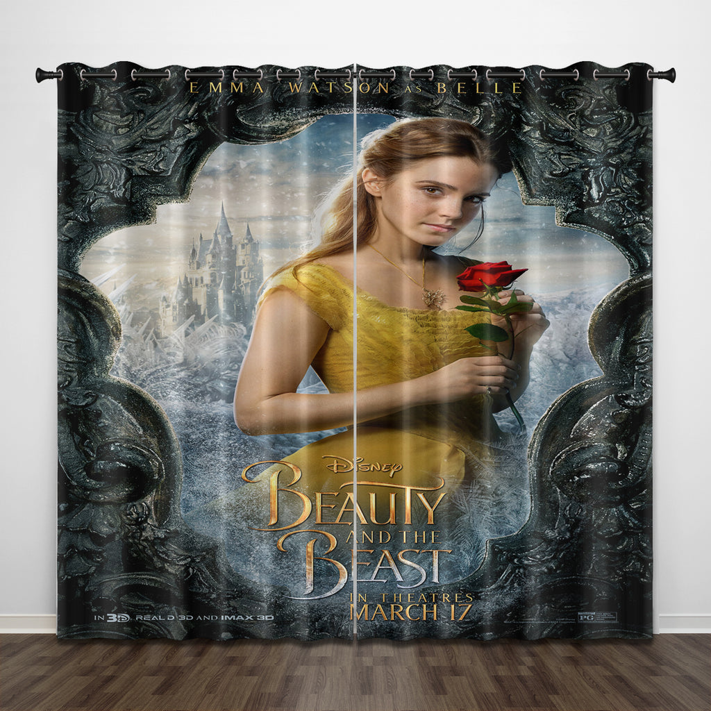 Beauty and the Beast Curtains Pattern Blackout Window Drapes