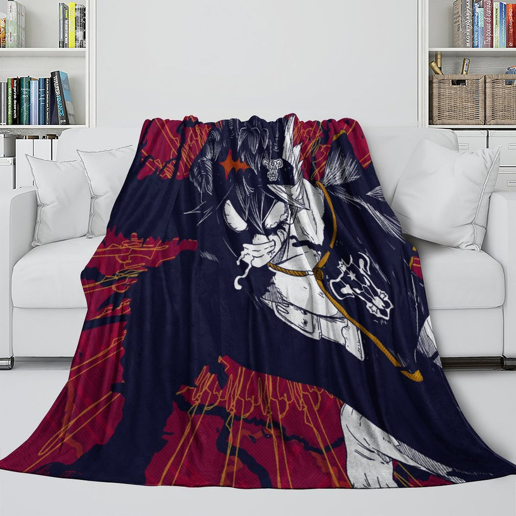 Black Clover Blanket Flannel Fleece Pattern Throw Room Decoration