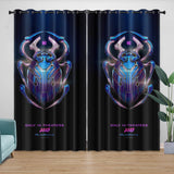 Blue Beetle Curtains Pattern Blackout Window Drapes