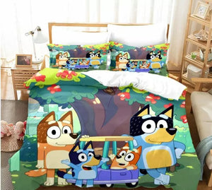 Bluey Bedding Set Pattern Kids Quilt Cover Without Filler
