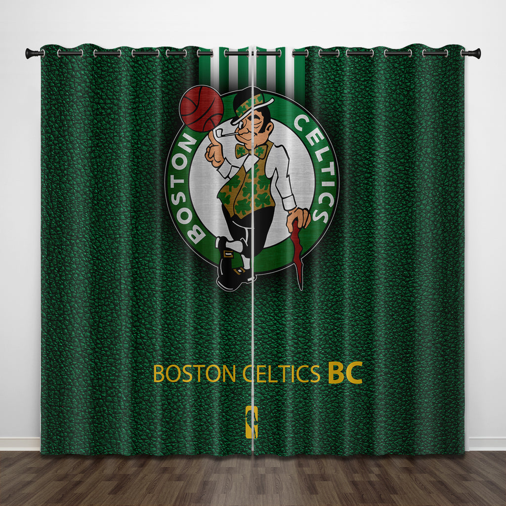 Boston Celtics Curtains Pattern Blackout Window Drapes