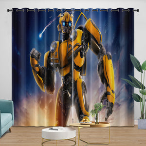 Movie Bumblebee Curtains Pattern Blackout Window Drapes Room Decoration