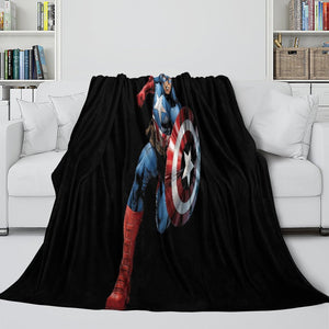 Captain America Blanket Pattern Flannel Kids Room Throw