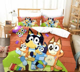 Cartoon Bluey Bedding Set Pattern Kids Quilt Cover Without Filler