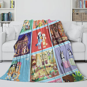 Cartoon Bluey Blanket Pattern Flannel Kids Throw Room Decoration