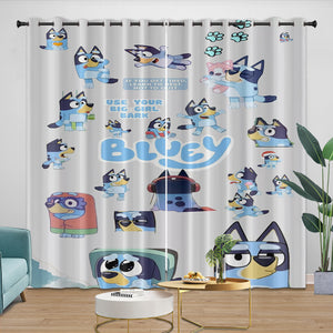 Cartoon Bluey Curtains Blackout Window Drapes Kids Room Decoration