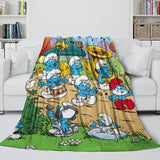 Cartoon Smurfs Blanket Flannel Throw Room Decoration