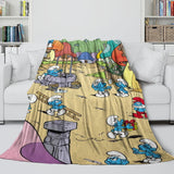 Cartoon Smurfs Blanket Flannel Throw Room Decoration