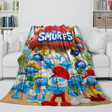 Cartoon Smurfs Blanket Flannel Throw Room Decoration