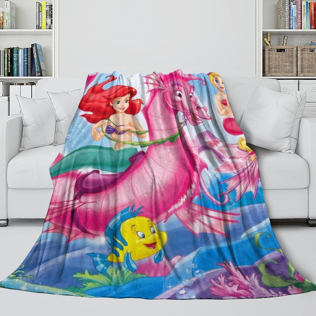 Cartoon The Little Mermaid Blanket Flannel Fleece Throw Room Decoration