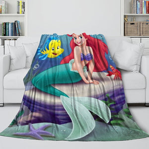 Cartoon The Little Mermaid Blanket Flannel Fleece Throw Room Decoration