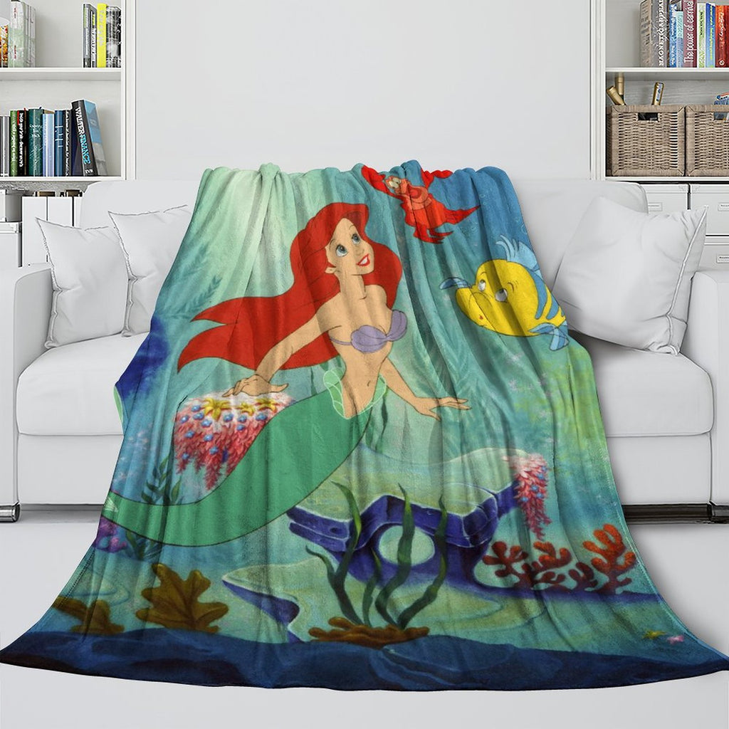 Cartoon The Little Mermaid Blanket Flannel Fleece Throw Room Decoration
