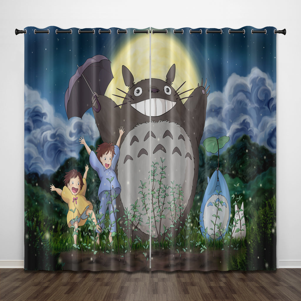 Cartoon Tonari no Totoro Curtains Pattern Blackout Window Drapes