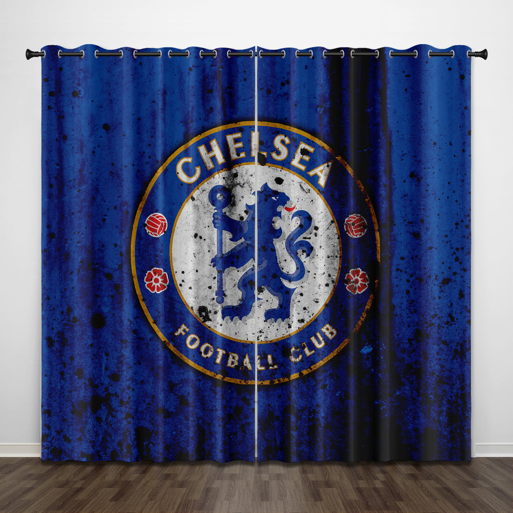 Chelsea Football Club Curtains Pattern Blackout Window Drapes