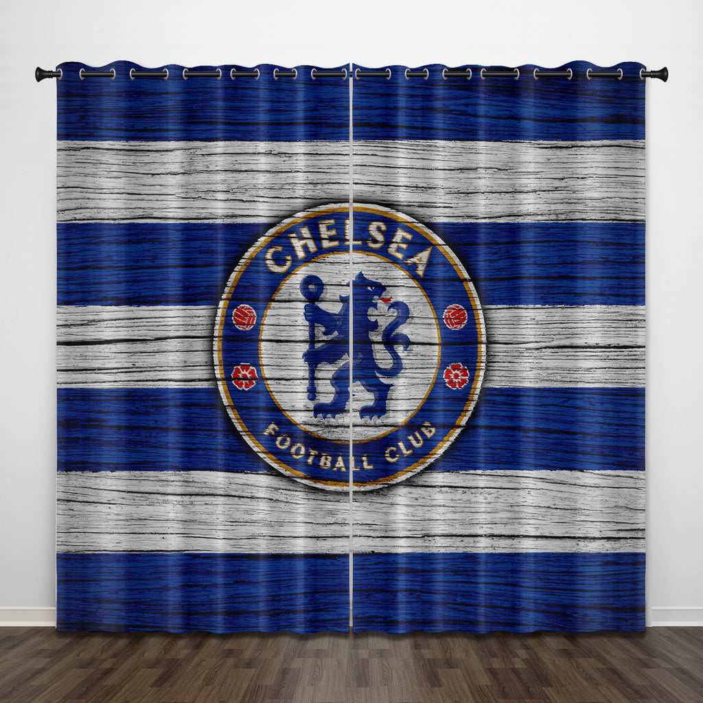 Chelsea Football Club Curtains Pattern Blackout Window Drapes