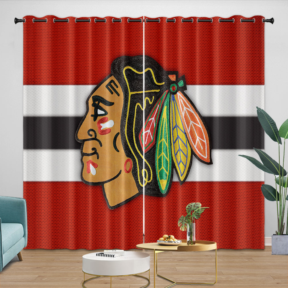 Chicago Blackhawks Curtains Blackout Window Drapes Room Decoration