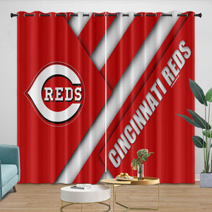 Cincinnati Reds Curtains Blackout Window Drapes Room Decoration