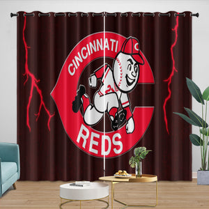 Cincinnati Reds Curtains Blackout Window Drapes Room Decoration