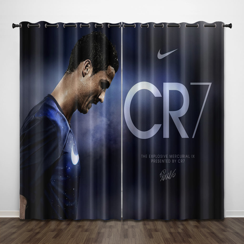 Cristiano Ronaldo CR7 Curtains Pattern Blackout Window Drapes