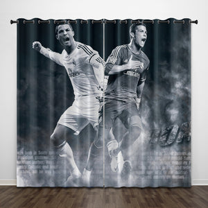 Cristiano Ronaldo CR7 Curtains Pattern Blackout Window Drapes