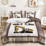 Digger Dump Truck Excavator Bedding Set Quilt Cover Without Filler