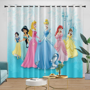 Disney Princess Pattern Curtains Blackout Kids Room Window Drapes