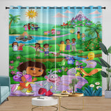 Dora the Explorer Curtains Blackout Window Drapes Kids Room Decoration