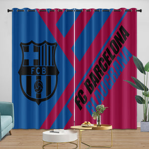 FC Barcelona Curtains Blackout Window Drapes Kids Room Decoration