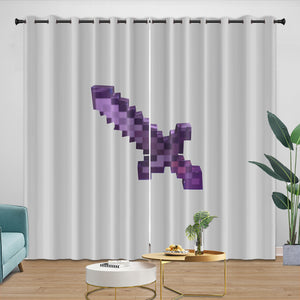 Game Pattern Minecraft Curtains Window Drapes Room Decoration