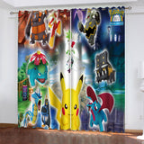 Game Pokémon Curtains Pikachu Pattern Blackout Window Drapes