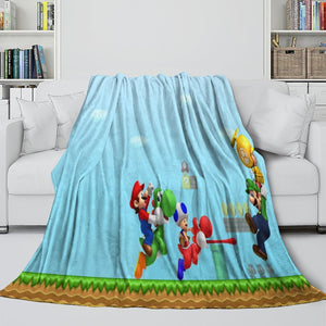 Game Super Mario Pattern Blanket Flannel Throw Kids Room Decoration