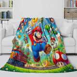 Game Super Mario Pattern Blanket Flannel Throw Kids Room Decoration