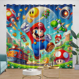 Game Super Mario Pattern Curtains Blackout Kids Room Window Drapes