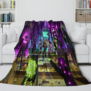 Game Pattern Minecraft Blanket Flannel Kids Room Throw