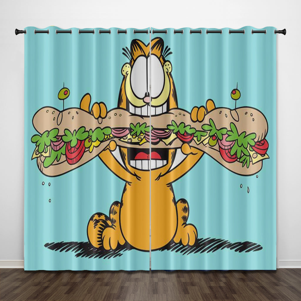 Garfield Bus Window Garfield Curtains Pattern Blackout Window Drapes – EBuycos