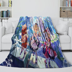 Genshin Impact Blanket Flannel Fleece Pattern Throw Room Decoration
